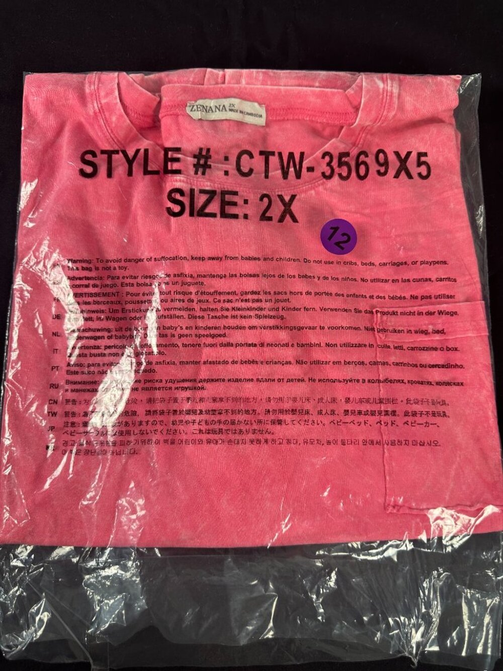 Zenana Pink 100% Cotton Tee NWT Size 2X - Picture 10 of 10